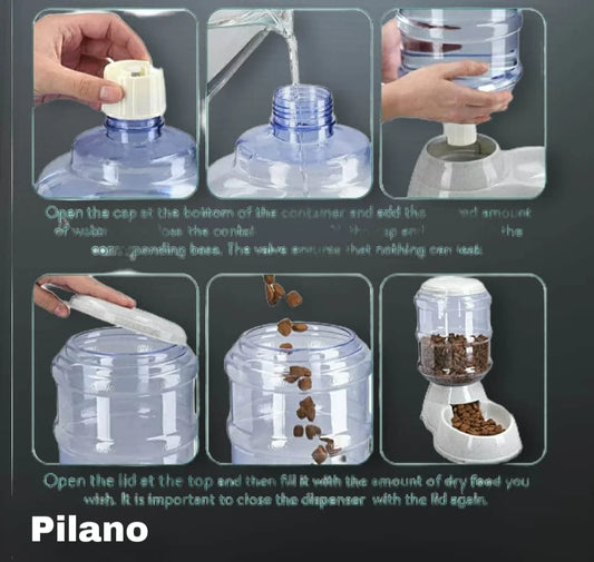 Pylan Dog Cat Feeder for Transport Brown Automatic Feeder Gravity Feeder Small Food Capacity