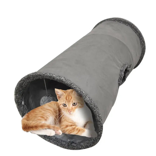 Túnel para gatos, juguete para gatos, túnel de juego de 2 agujeros, tienda de campaña plegable con forro polar, juguete para gatitos, conejos, animales.