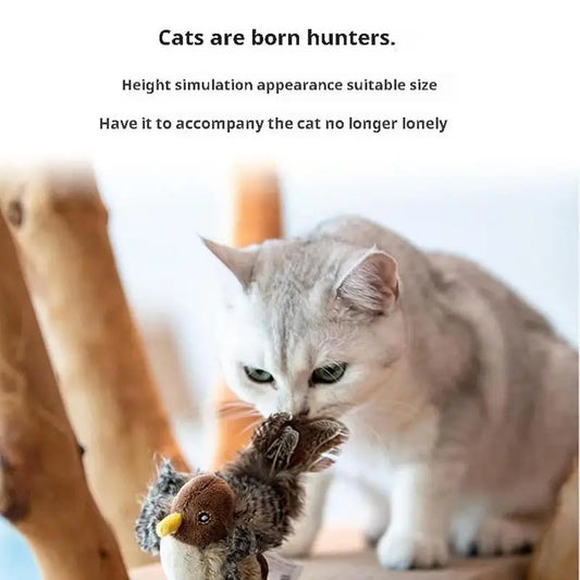 Pájaro volador con plumas de hierba gatera, realista, interactivo, suave y acogedor, para todas las razas.