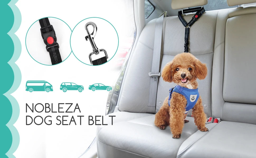 Cinturón de seguridad para coche para perros (2 unidades), arnés para perros con elástico reflectante.