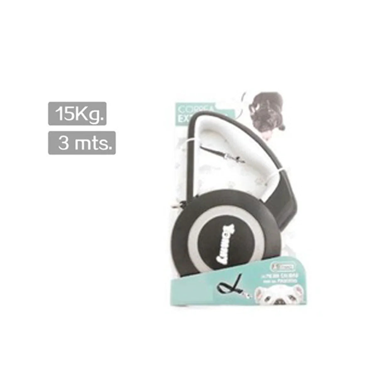 Correa Extensible 3mts con Función Retráctil máx 15 kg-Correa Extensible Retráctil 3 mts para Perros hasta 15 kg Peso máx-Yommy