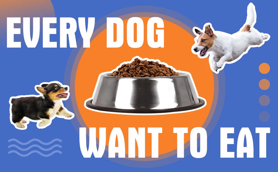 2 PCS Stainless Steel Dog Bowl, Anti-Slip Dog Bowl, Stainless Steel Pet Bowl with Non-Slip Rubber Base for Medium/Large Dogs 25.5 CM