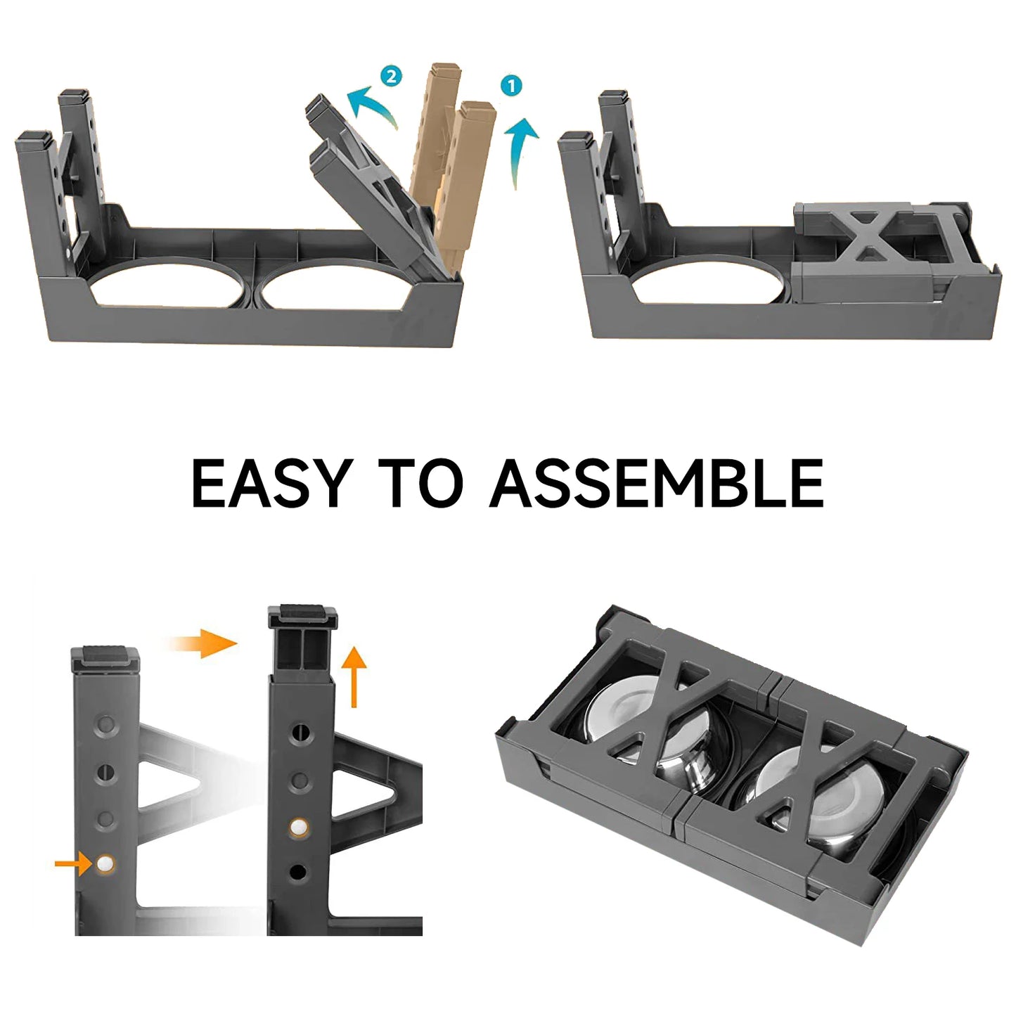 Folding Dog Feeder Dogs Bowls Adjustable Raised Stand With 2x Stainless Steel Food Water Bowls For Small Medium Large Dogs