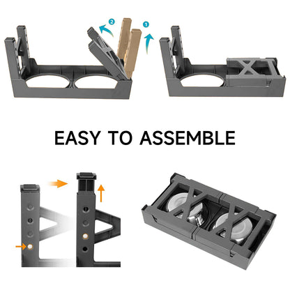 Folding Dog Feeder Dogs Bowls Adjustable Raised Stand With 2x Stainless Steel Food Water Bowls For Small Medium Large Dogs