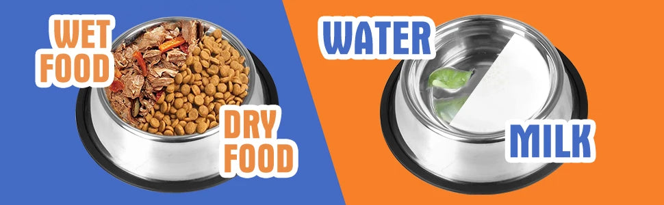 2 PCS Stainless Steel Dog Bowl, Anti-Slip Dog Bowl, Stainless Steel Pet Bowl with Non-Slip Rubber Base for Medium/Large Dogs 25.5 CM