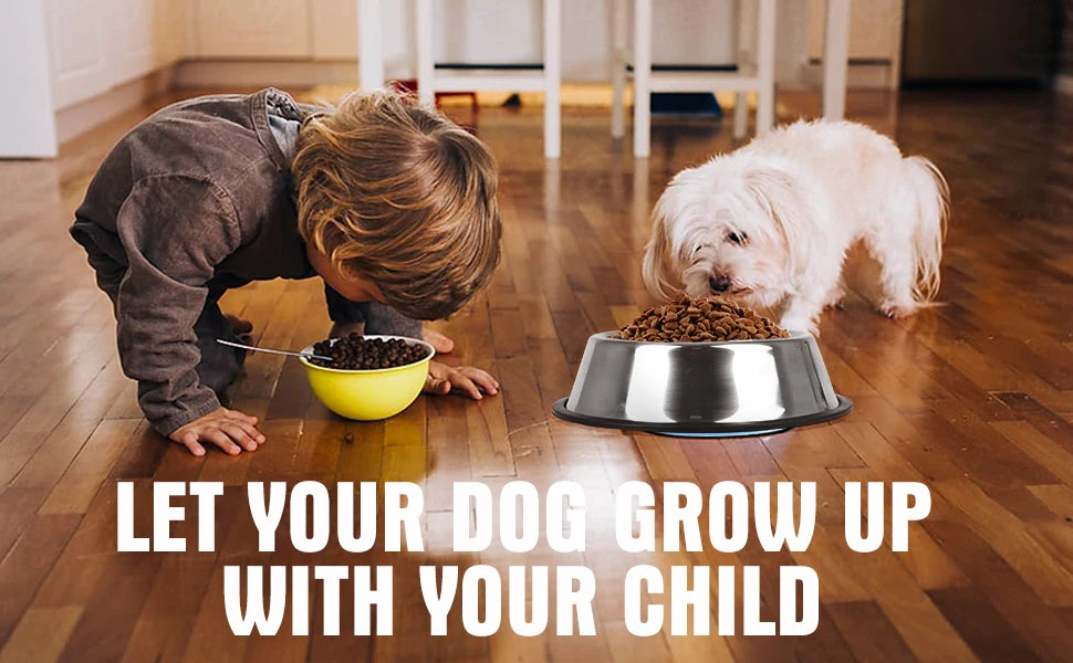 2 PCS Stainless Steel Dog Bowl, Anti-Slip Dog Bowl, Stainless Steel Pet Bowl with Non-Slip Rubber Base for Medium/Large Dogs 25.5 CM