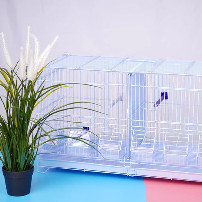 SMELL & SMILE Jaula de metal para aves grandes, medianas y pequeñas con separador central removible, bandeja extraíble, perchas y comederos incluidos. Disponible en 1, 2 o 3 niveles. Color blanco.