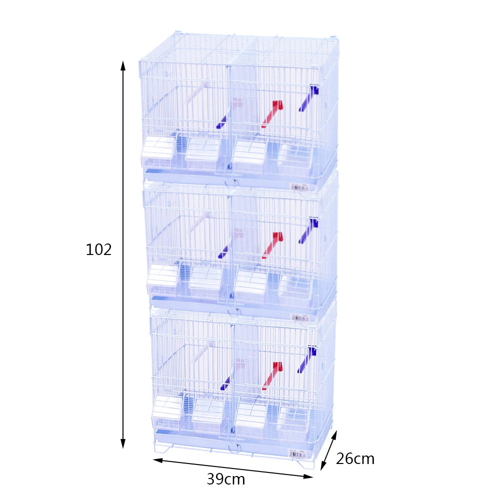 SMELL & SMILE Jaula de metal para aves grandes, medianas y pequeñas con separador central removible, bandeja extraíble, perchas y comederos incluidos. Disponible en 1, 2 o 3 niveles. Color blanco.