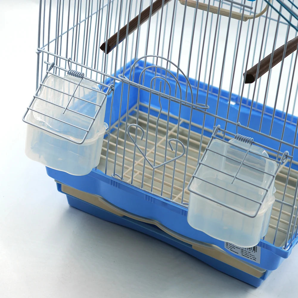 SMELL & SMILE Accesorios para jaulas de pájaros – Jaula con comederos, columpio, percha. 37.5x27x38.3 cm. Para interior y exterior, colgable.