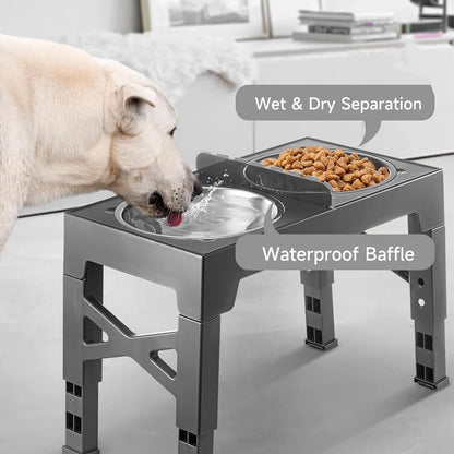 Folding Dog Feeder Dogs Bowls Adjustable Raised Stand With 2x Stainless Steel Food Water Bowls For Small Medium Large Dogs