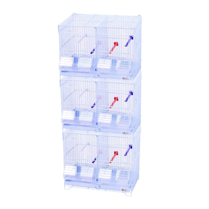 SMELL & SMILE Jaula de metal para aves grandes, medianas y pequeñas con separador central removible, bandeja extraíble, perchas y comederos incluidos. Disponible en 1, 2 o 3 niveles. Color blanco.