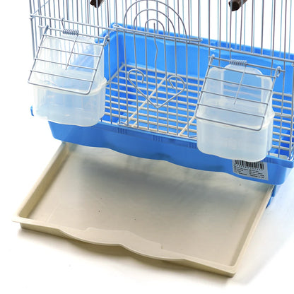 SMELL & SMILE Accesorios para jaulas de pájaros – Jaula con comederos, columpio, percha. 37.5x27x38.3 cm. Para interior y exterior, colgable.