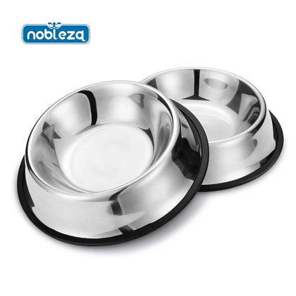 2 PCS Stainless Steel Dog Bowl, Anti-Slip Dog Bowl, Stainless Steel Pet Bowl with Non-Slip Rubber Base for Medium/Large Dogs 25.5 CM