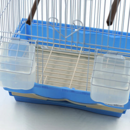 SMELL & SMILE Accesorios para jaulas de pájaros – Jaula con comederos, columpio, percha. 37.5x27x38.3 cm. Para interior y exterior, colgable.