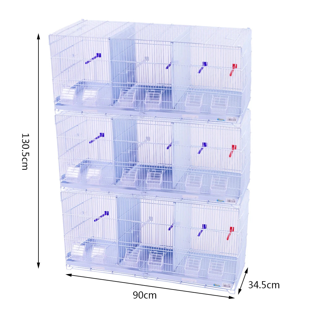 SMELL & SMILE Jaula de metal para aves grandes, medianas y pequeñas con separador central removible, bandeja extraíble, perchas y comederos incluidos. Disponible en 1, 2 o 3 niveles. Color blanco.