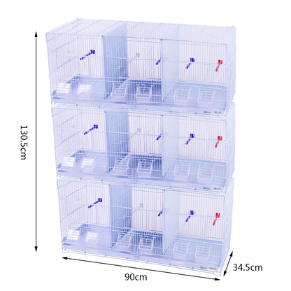 SMELL & SMILE Jaula de metal para aves grandes, medianas y pequeñas con separador central removible, bandeja extraíble, perchas y comederos incluidos. Disponible en 1, 2 o 3 niveles. Color blanco.