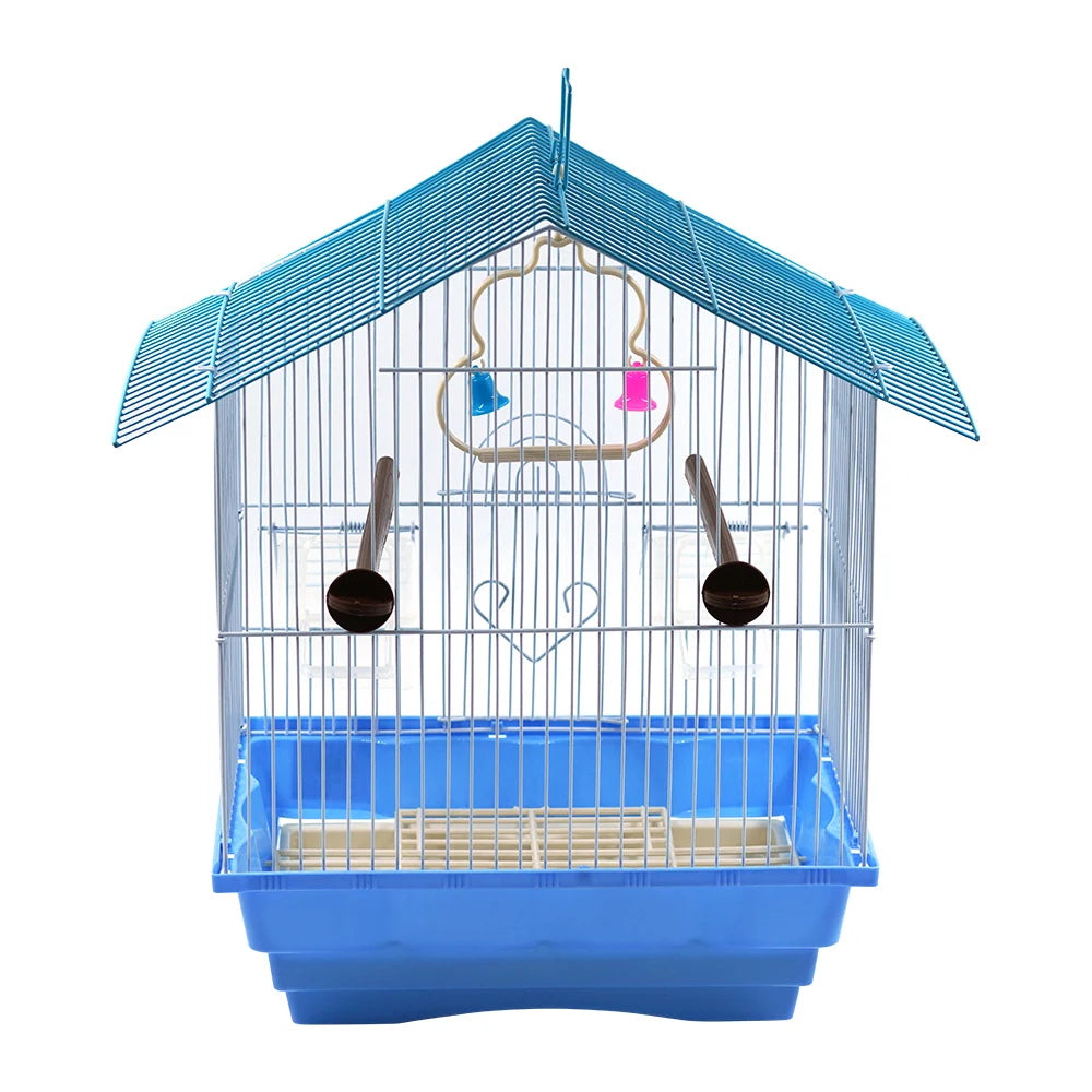 SMELL & SMILE Accesorios para jaulas de pájaros – Jaula con comederos, columpio, percha. 37.5x27x38.3 cm. Para interior y exterior, colgable.