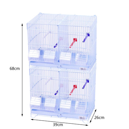 SMELL & SMILE Jaula de metal para aves grandes, medianas y pequeñas con separador central removible, bandeja extraíble, perchas y comederos incluidos. Disponible en 1, 2 o 3 niveles. Color blanco.