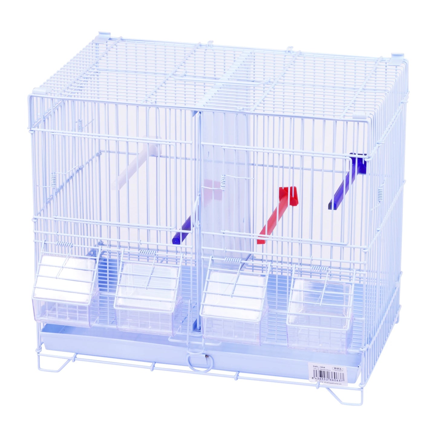 SMELL & SMILE Jaula de metal para aves grandes, medianas y pequeñas con separador central removible, bandeja extraíble, perchas y comederos incluidos. Disponible en 1, 2 o 3 niveles. Color blanco.