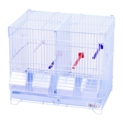 SMELL & SMILE Jaula de metal para aves grandes, medianas y pequeñas con separador central removible, bandeja extraíble, perchas y comederos incluidos. Disponible en 1, 2 o 3 niveles. Color blanco.