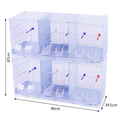 SMELL & SMILE Jaula de metal para aves grandes, medianas y pequeñas con separador central removible, bandeja extraíble, perchas y comederos incluidos. Disponible en 1, 2 o 3 niveles. Color blanco.