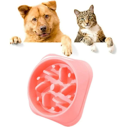 Comederos para gatos, comedero lento, cuenco rompecabezas para perros, no tóxico, juguetes rompecabezas para perros, color rosa-C