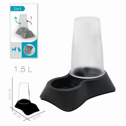 Cottecota-dispensador de comida para mascotas Stella gris 0.65L 1.5L comedero para mascotas dispensador de agua potable de plástico perro mascota gato fuente de agua depósito de plástico transparente