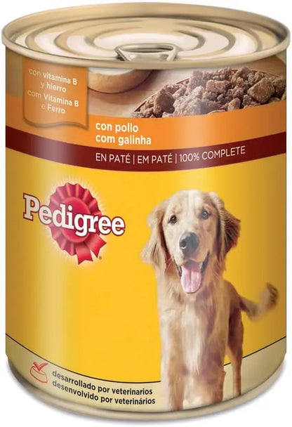 Comida húmeda para perros Pedigree sabor Pollo Paté (Pack de 12 latas x 800g)