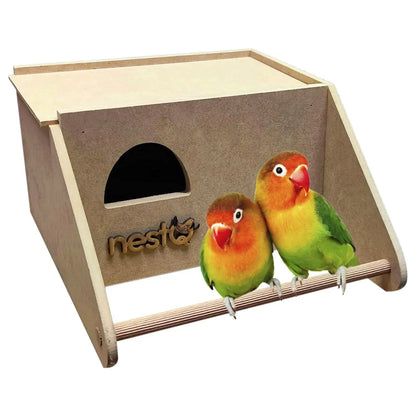 Nido de Madera NestQ para Agapornis y Periquitos Grandes – Con Anillas 2024 y Chip para Cama