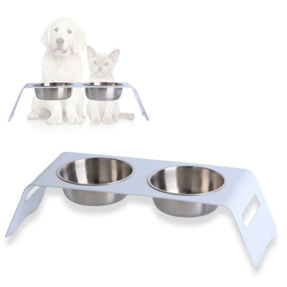 PETLINUS comedero para gatos criado doble gato, perros pequeños, elevado Comedero para perros a base de metal y dos cuencos de acero inoxidable, Capacidad: 2x320 ml.