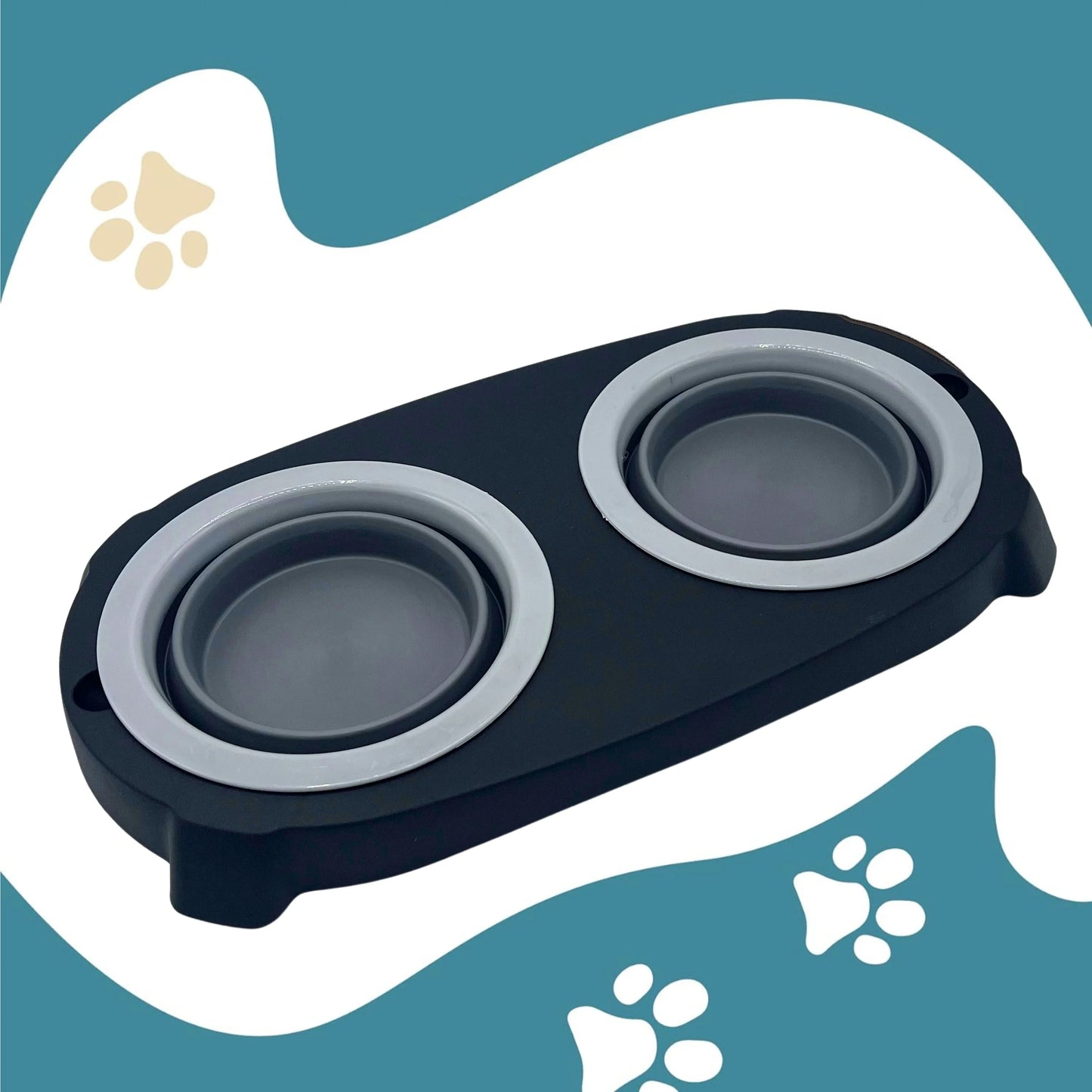 Comedero elevado para mascotas Attic PETS con bebedero antisalpicaduras. Comedero extraíble antivoracidad.