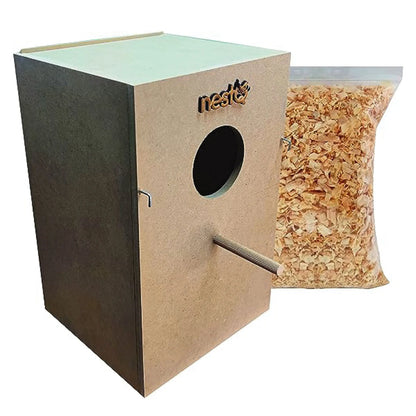 NestQ nest for nymphs 30 cm x 21,5 cm x 20,5 cm-wooden breeding house with chip-nest size S nymphs, Carolines, cockatoos, pyrrhuras-wooden house for birds-Vertical wooden nest