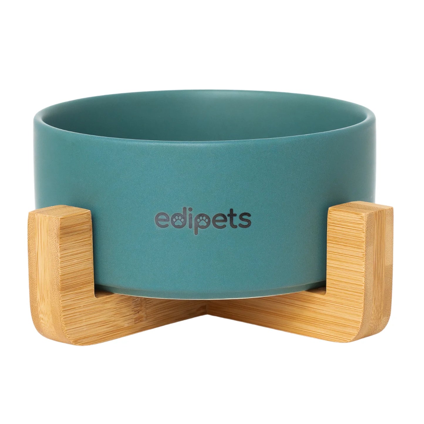 Comedero para perros Edipets con base de bambú simple de cerámica para gatos