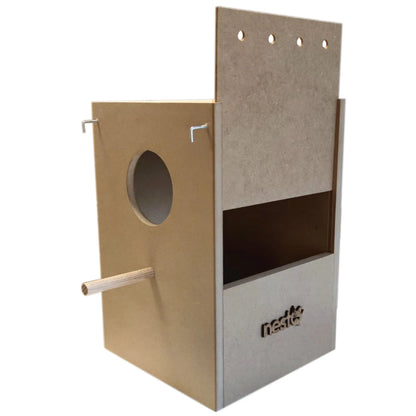 Nestq Nest for Nymphs 30 cm X 20 cm X 20 cm - Wooden Breeding House with Chip - Nest Size S Nymphs, Carolinas, Cockatoos, Pyrrhuras - Wooden House for Birds - Vertical Wooden Nest