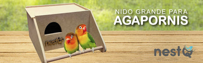Nido de Madera NestQ para Agapornis y Periquitos Grandes – Con Anillas 2024 y Chip para Cama