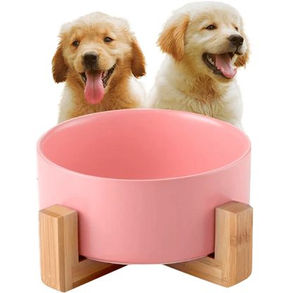 Comedero para perros Edipets con base de bambú simple de cerámica para gatos