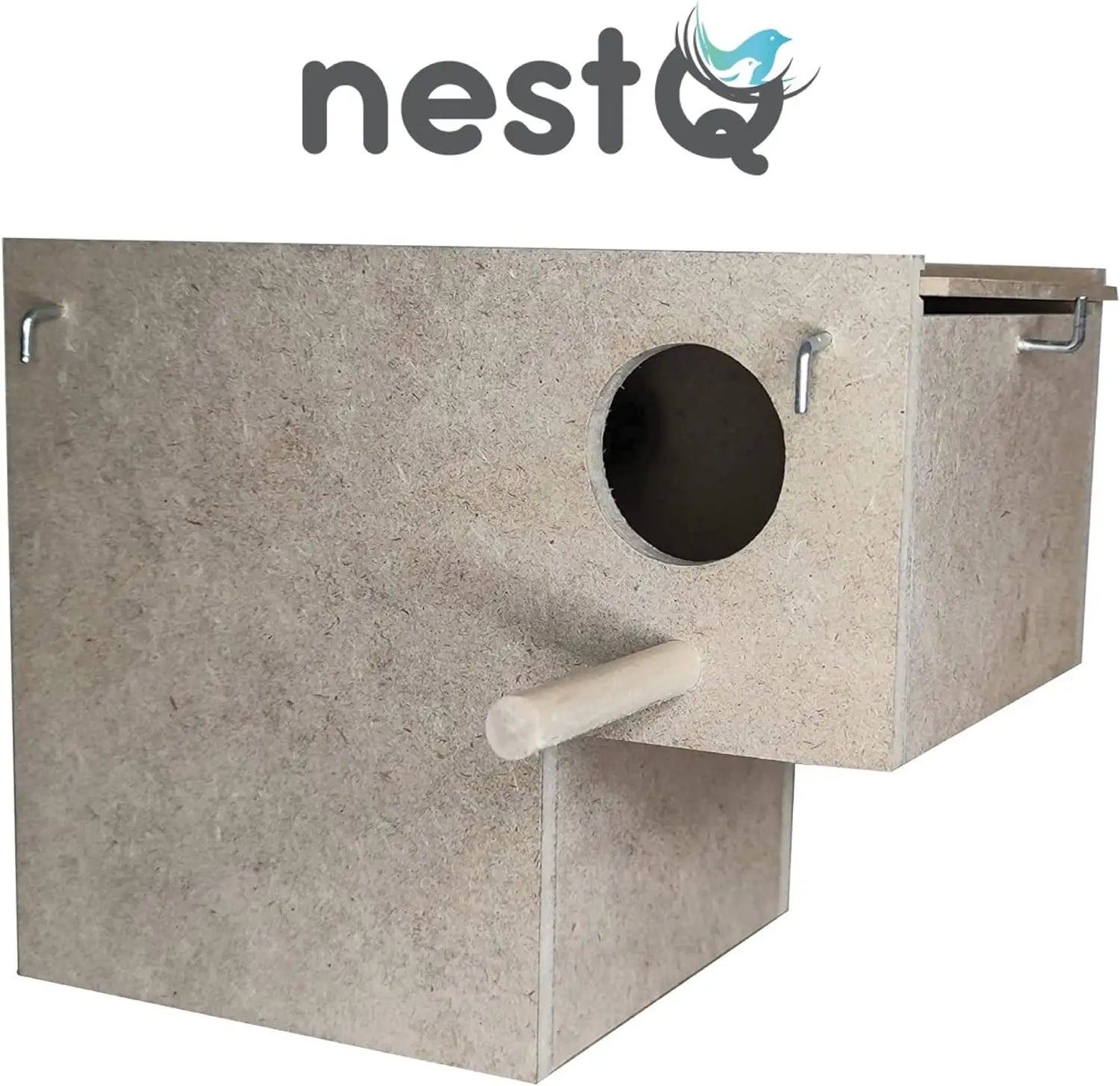 Wood nest for Exoticos nestQ diamonds Gould 20 cm (length) x 13 cm x 13 cm (base) x 16 (height) with Material peeling and goat hair filler holder, mandarins, bib Tricolor isabelite Japan