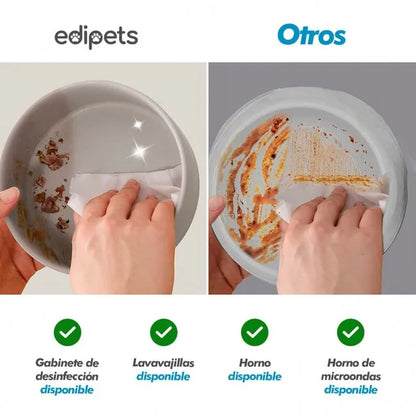 Edipets Comedero Doble Cerámico para Perros con Base de Bambú Logrado