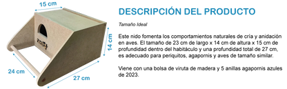 Nido de Madera NestQ para Agapornis y Periquitos Grandes – Con Anillas 2024 y Chip para Cama