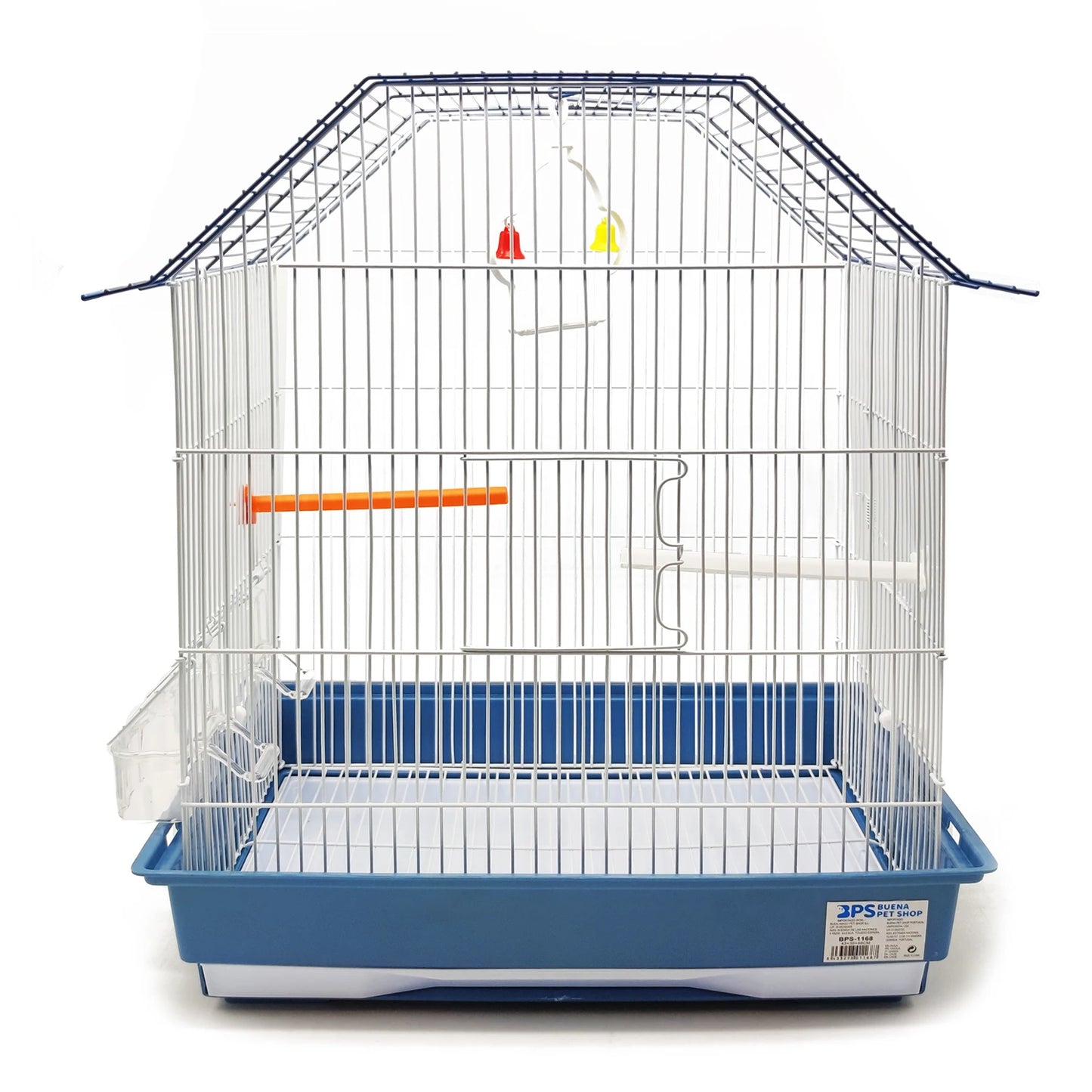 Jaula para aves BPS-1211 – Para canarios, periquitos y otras aves pequeñas, incluye bebedero, comedero y percha de descanso – Color aleatorio