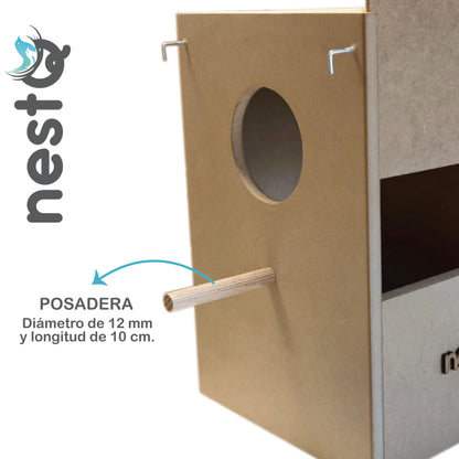 Nestq Nest for Nymphs 30 cm X 20 cm X 20 cm - Wooden Breeding House with Chip - Nest Size S Nymphs, Carolinas, Cockatoos, Pyrrhuras - Wooden House for Birds - Vertical Wooden Nest