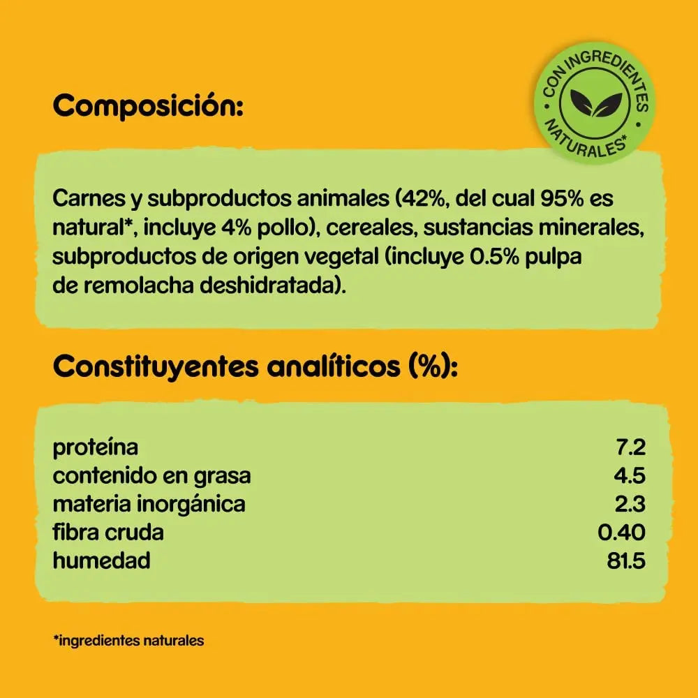 Comida húmeda para perros Pedigree sabor Pollo Paté (Pack de 12 latas x 800g)