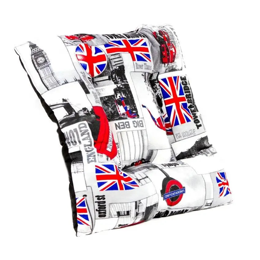 Cama COSHANO para Perros y Gatos con Cojín Grueso y Acolchado – Estampado Inglaterra (60x60x10 cm)