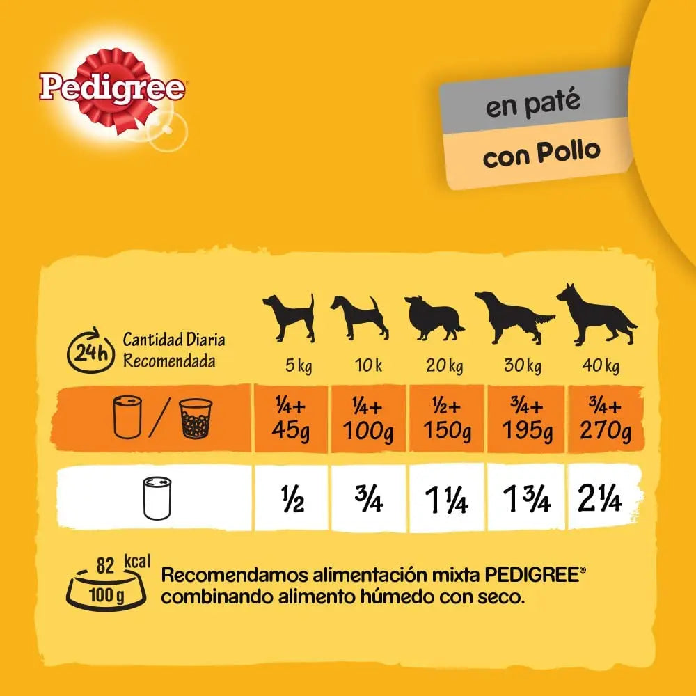 Comida húmeda para perros Pedigree sabor Pollo Paté (Pack de 12 latas x 800g)