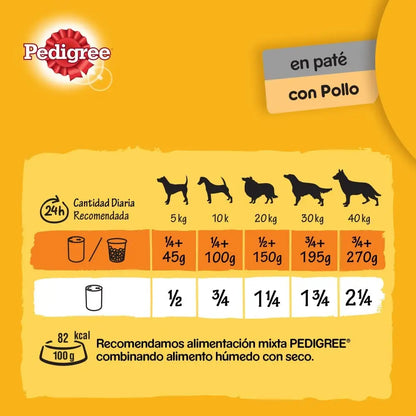 Comida húmeda para perros Pedigree sabor Pollo Paté (Pack de 12 latas x 800g)
