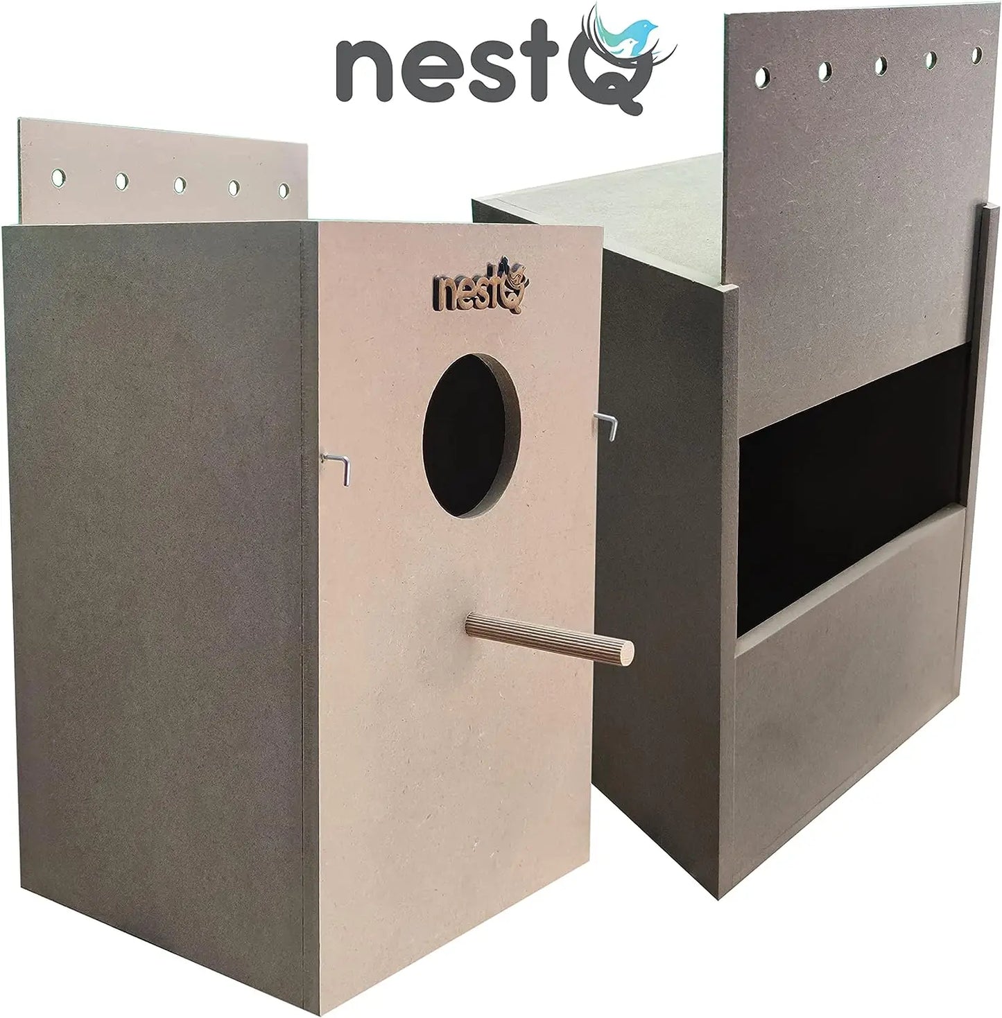NestQ nest for nymphs 30 cm x 21,5 cm x 20,5 cm-wooden breeding house with chip-nest size S nymphs, Carolines, cockatoos, pyrrhuras-wooden house for birds-Vertical wooden nest