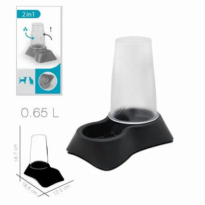 Cottecota-dispensador de comida para mascotas Stella gris 0.65L 1.5L comedero para mascotas dispensador de agua potable de plástico perro mascota gato fuente de agua depósito de plástico transparente