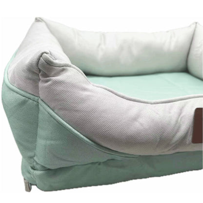 Cama para Perros y Gatos con Base Acolchada – Fibra Hueca y Espuma, Diseño Elegante en Colores Pastel de Primavera