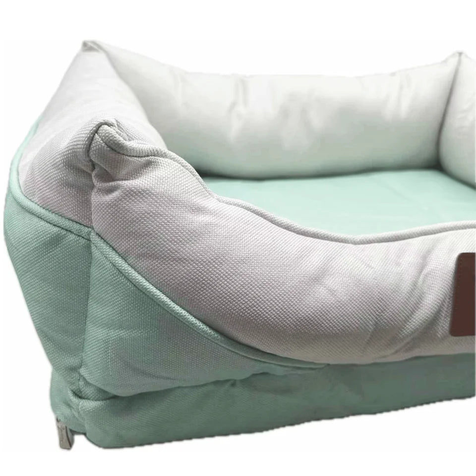 Cama para Perros y Gatos con Base Acolchada – Fibra Hueca y Espuma, Diseño Elegante en Colores Pastel de Primavera