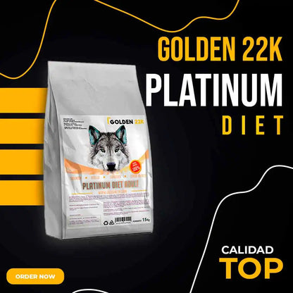 Dieta Golden 22k Platinum para perros adultos de razas medianas y grandes - receta balanceada con ingredientes de alta calidad y fácil digestión